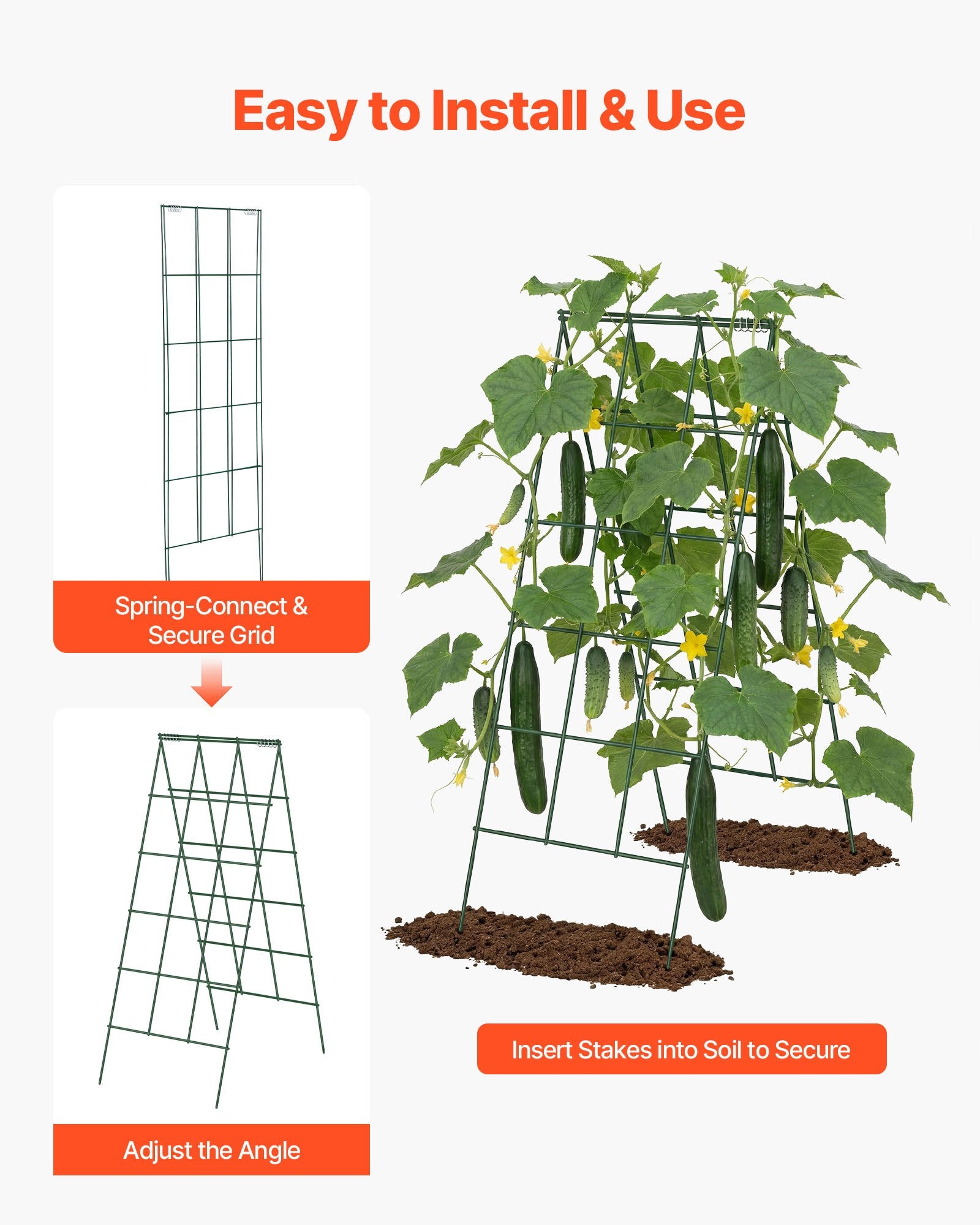 4-Pack A-Frame Garden Trellis for Raised Beds - Rustproof Metal Support for Vines, Climbing Plants, Peas, Beans, Zucchini, Tomatoes