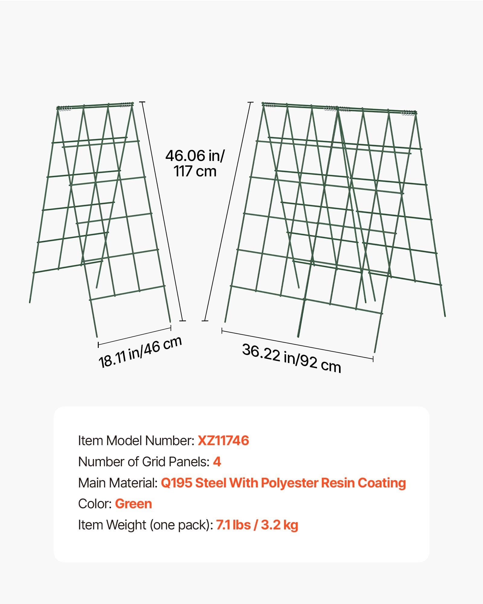 4-Pack A-Frame Garden Trellis for Raised Beds - Rustproof Metal Support for Vines, Climbing Plants, Peas, Beans, Zucchini, Tomatoes