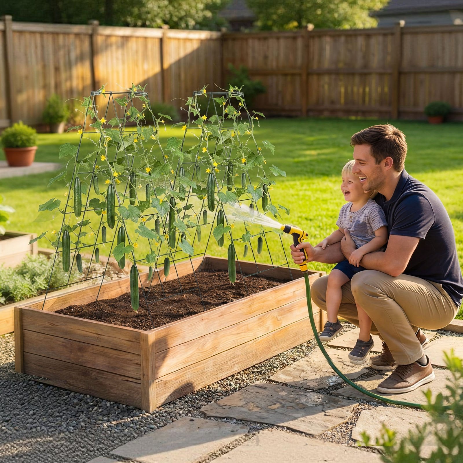 4-Pack A-Frame Garden Trellis for Raised Beds - Rustproof Metal Support for Vines, Climbing Plants, Peas, Beans, Zucchini, Tomatoes