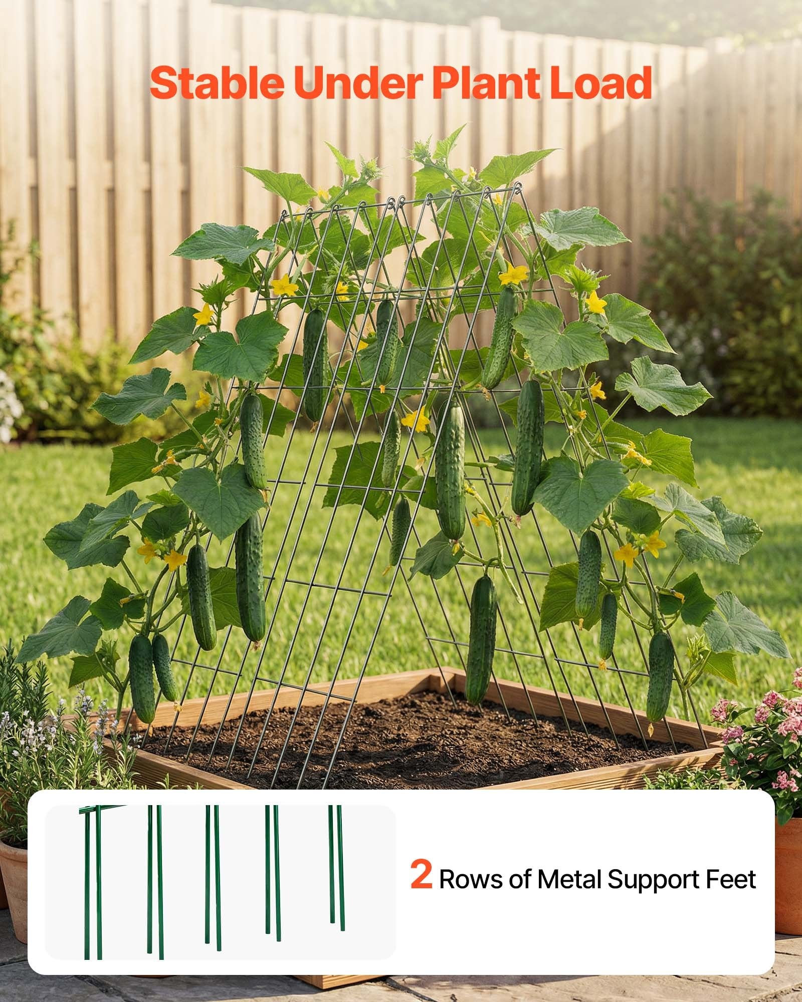 4-Pack A-Frame Cucumber Trellis for Raised Beds - Rustproof Metal Plant Support for Vines, Peas, Beans, Zucchini, Tomatoes, Flowers - Easy Assembly & Storage (38.98 x 15.75 in)