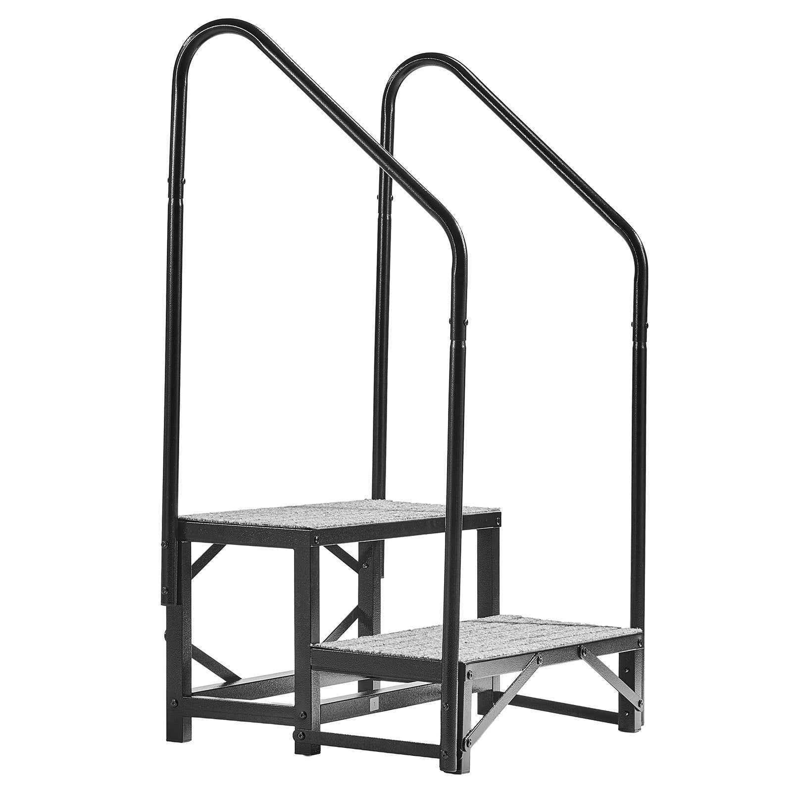 Heavy Duty RV Steps with Dual Handrails - Non-Slip Mat, 660 lbs Load Capacity for Hot Tub, Camper, Mobile Home, Porch, Pool, SPA