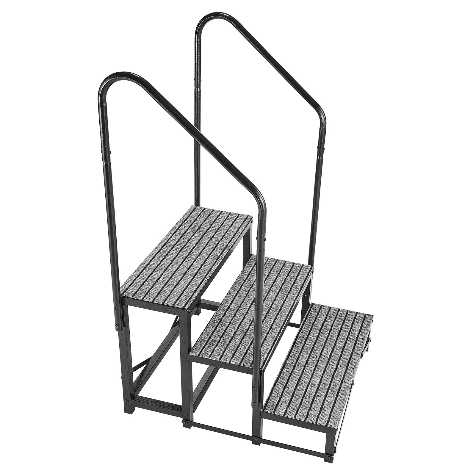 Heavy Duty 3-Step RV Stairs with Dual Handrails, Non-Slip Mat, 660 lbs Load, Ideal for Elderly, Pets, Hot Tub, Camper, Porch, Pool Use