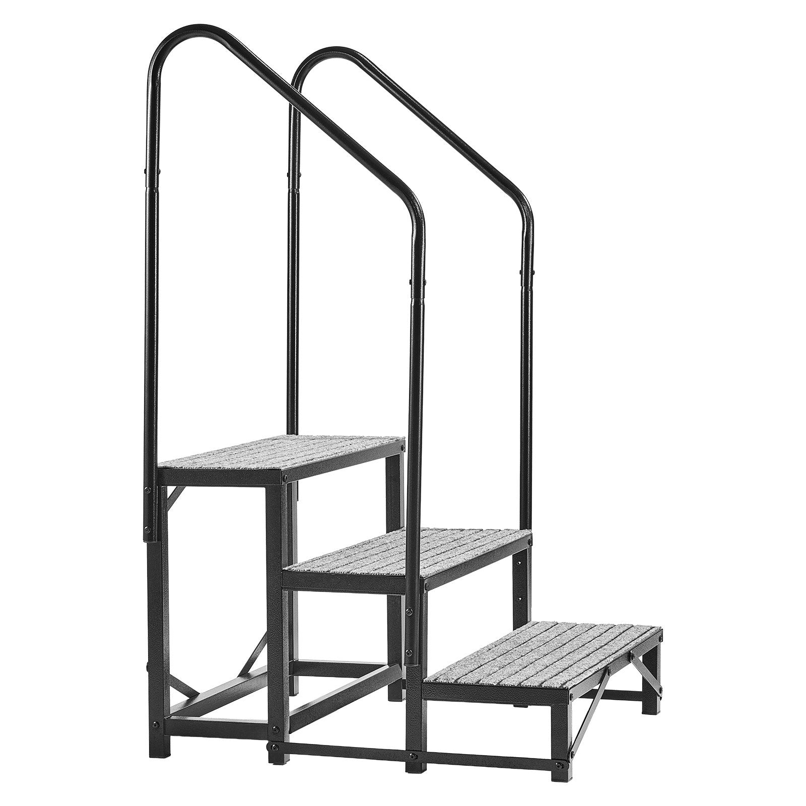 Heavy Duty 3-Step RV Stairs with Dual Handrails, Non-Slip Mat, 660 lbs Load, Ideal for Elderly, Pets, Hot Tub, Camper, Porch, Pool Use