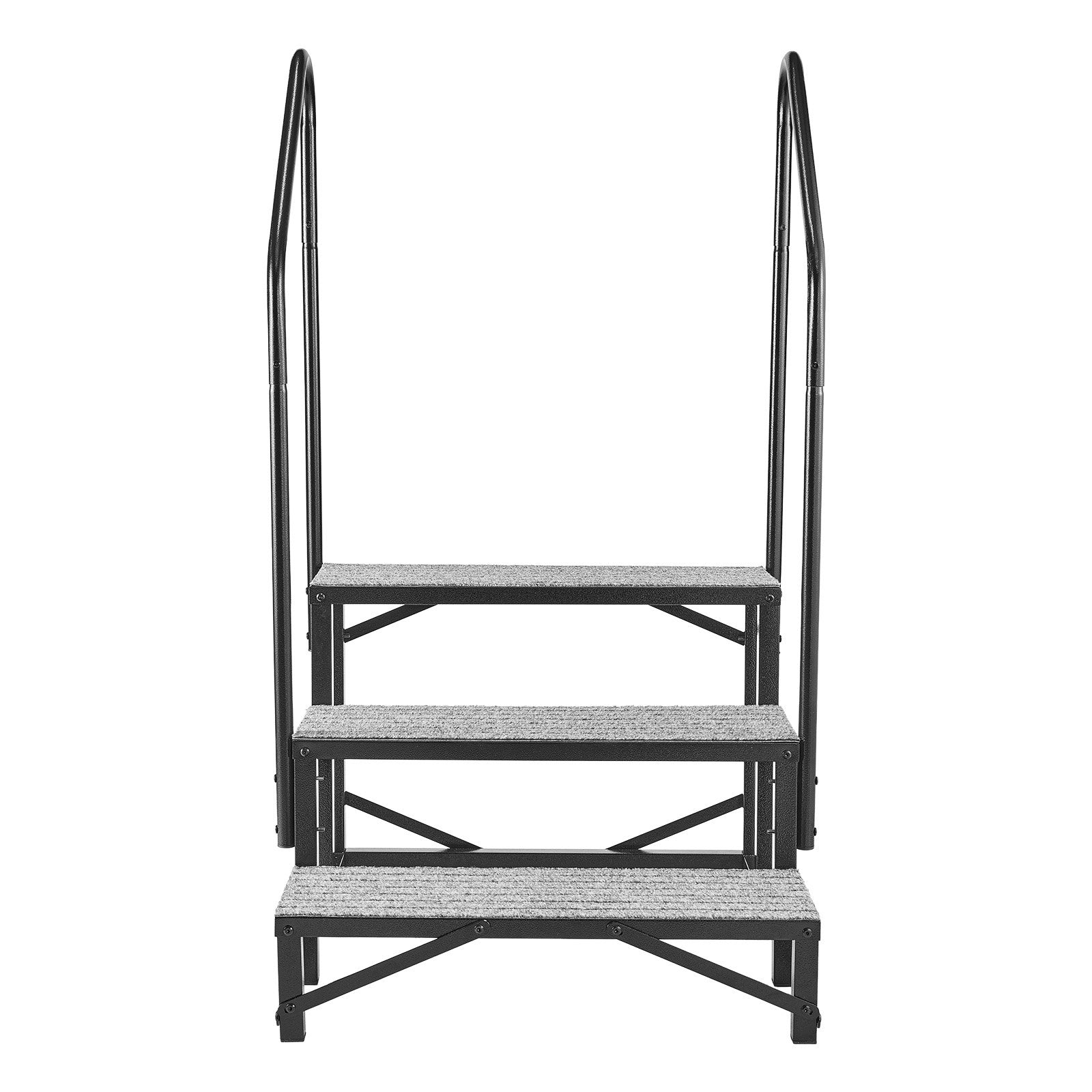 Heavy Duty 3-Step RV Stairs with Dual Handrails, Non-Slip Mat, 660 lbs Load, Ideal for Elderly, Pets, Hot Tub, Camper, Porch, Pool Use