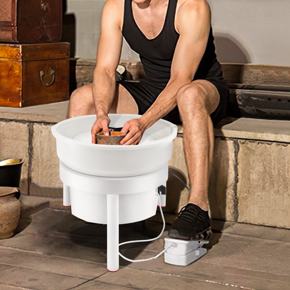 Electric 36cm Pottery Forming Machine with Foot Pedal for DIY Clay Art and Craft, 450W Pottery Wheel for Adults