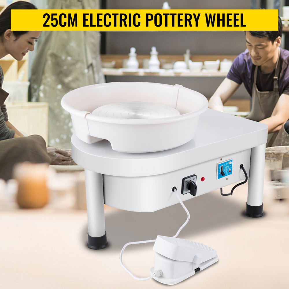 Electric 25CM Pottery Wheel with Foot Pedal & Removable Basin for Easy Cleaning - 350W Ceramic Clay Art and Craft DIY Machine