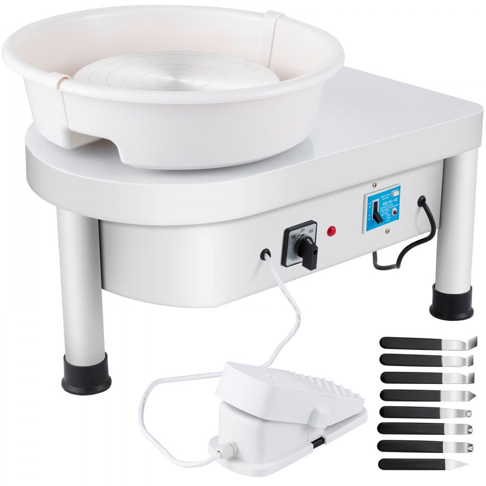 Electric 25CM Pottery Wheel with Foot Pedal & Removable Basin for Easy Cleaning - 350W Ceramic Clay Art and Craft DIY Machine