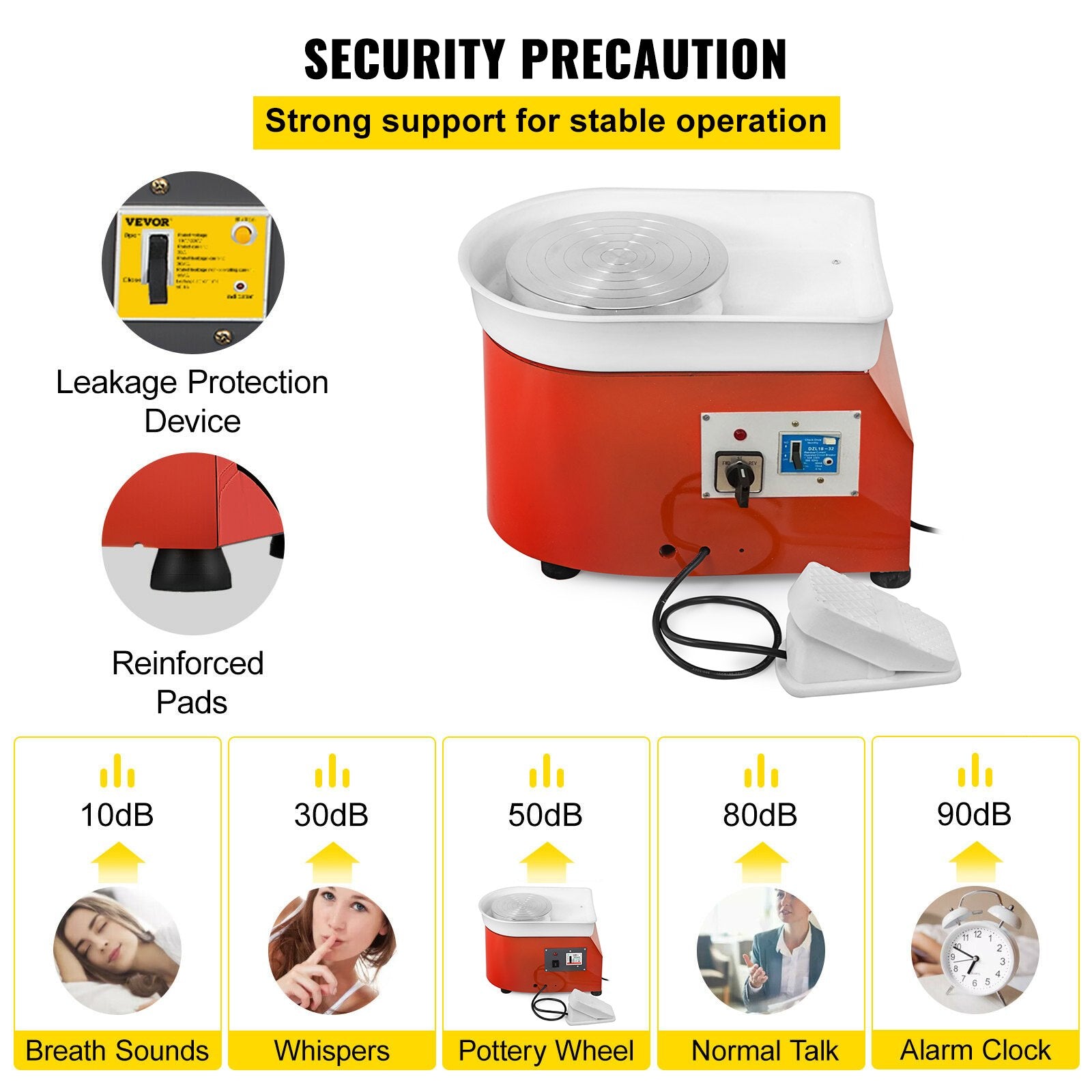 10" Pottery Wheel Machine - 280W Motor, Low Noise, Easy Clean, Ceramic Clay Tool Kit, Adjustable Speed, Bidirectional Rotation