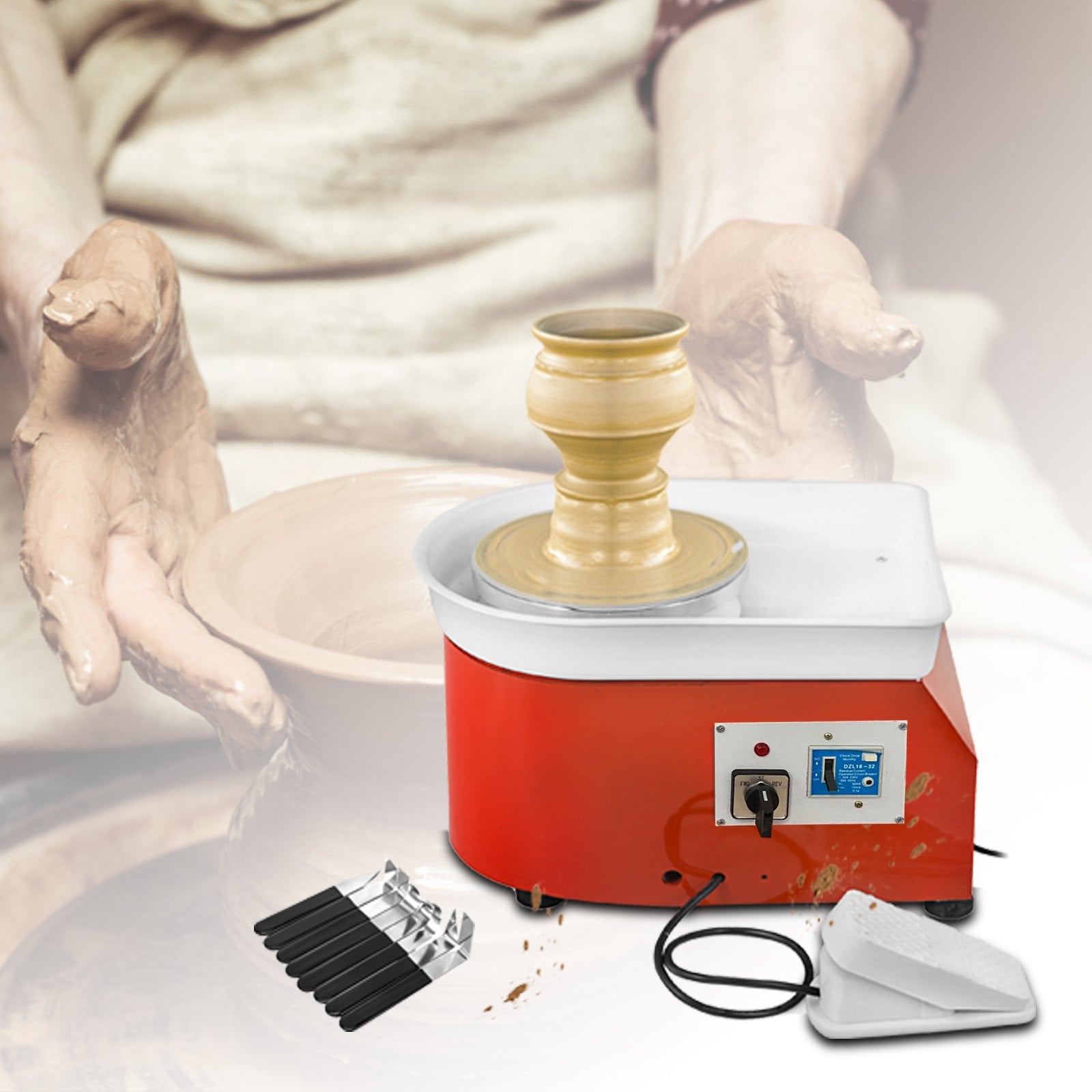 10" Pottery Wheel Machine - 280W Motor, Low Noise, Easy Clean, Ceramic Clay Tool Kit, Adjustable Speed, Bidirectional Rotation