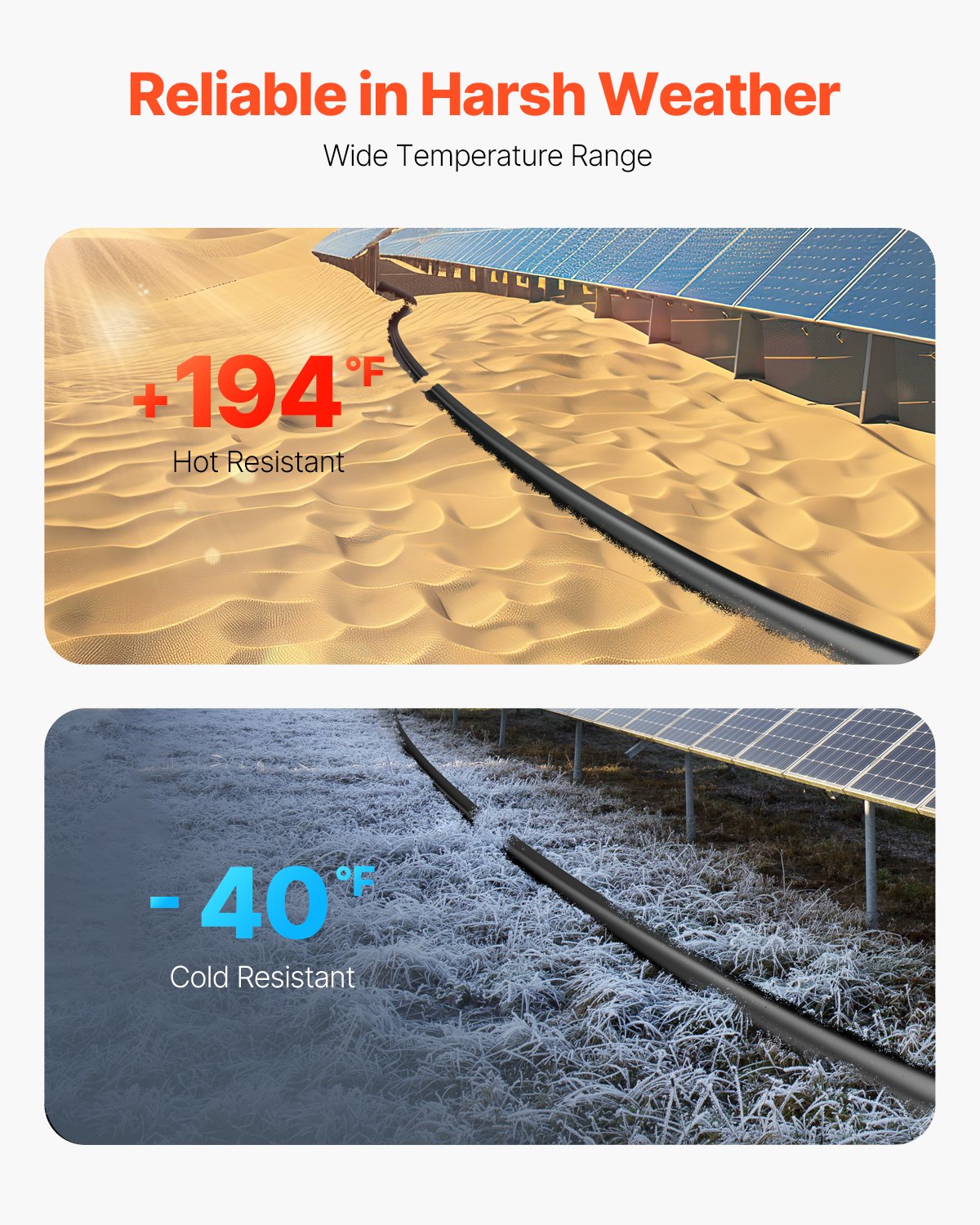 100FT 10AWG Solar Panel Extension Cable, IP67 Waterproof 6mm² PV Wire for Home, RV, and Marine Solar Installations, Black