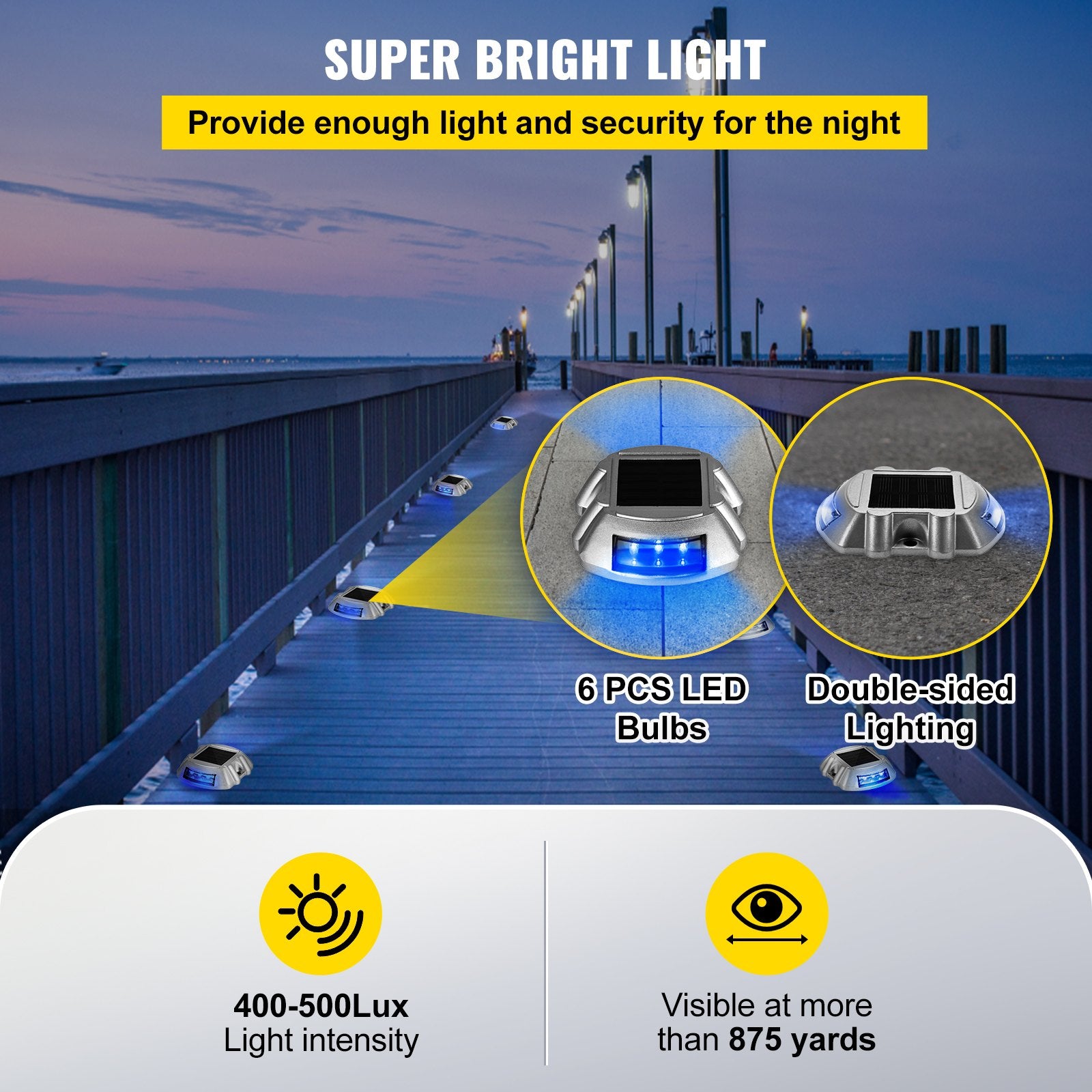 24-Pack Solar Driveway Lights with Switch, Waterproof LED Dock Lights, Pathway Safety for Gardens, Steps, Walkways, Bright Blue