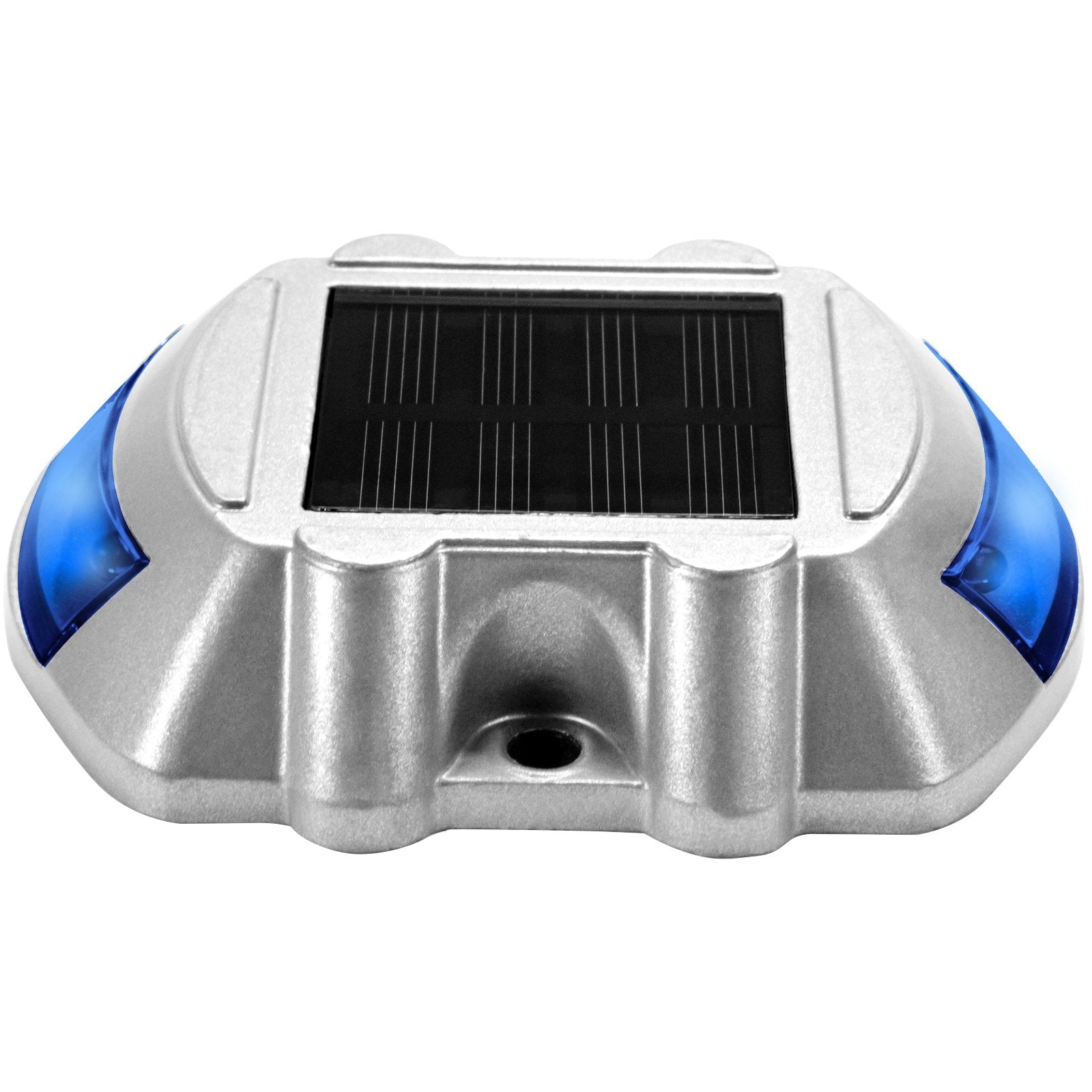 4-Pack Solar Deck & Driveway Lights with Switch, Waterproof LED Path & Dock Lighting, 6 Bright Blue LEDs for Garden, Walkway, Steps, IP68 Rated