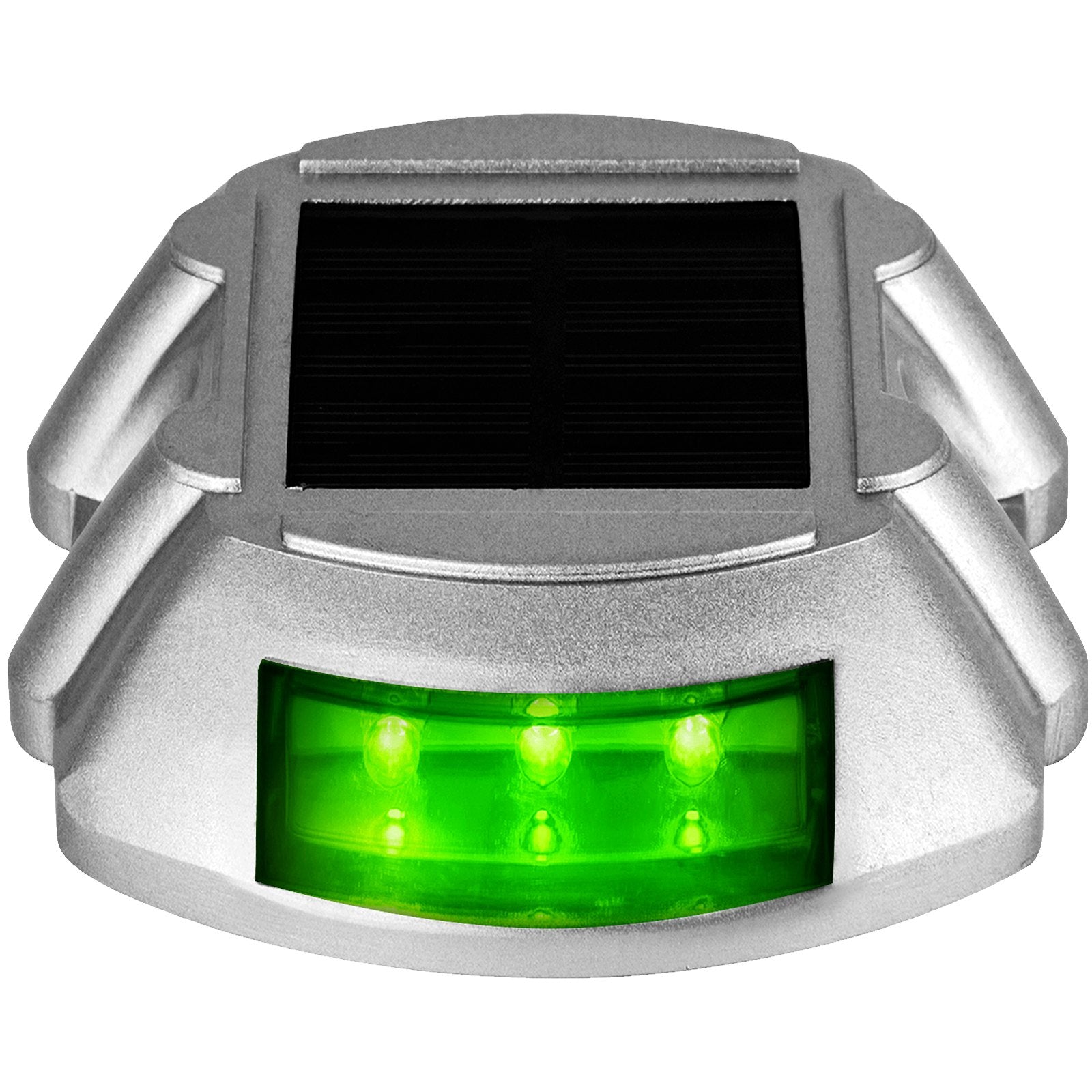 4-Pack Solar Driveway Lights with Switch Button – Waterproof LED Dock Lights for Path, Garden, Walkway, Sidewalk, and Steps, Bright Green, Easy Installation