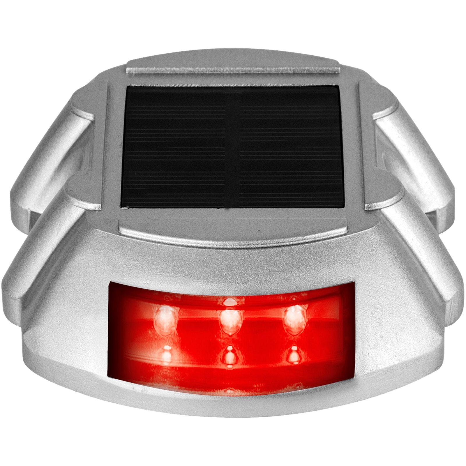 8-Pack Solar Powered Driveway Lights with Waterproof LED in Bright Red, Wireless Dock and Deck Lights for Path, Garden, Walkway, Steps, IP68 Rated, Easy Install, Durable Aluminum, 3-5 Year Lifespan