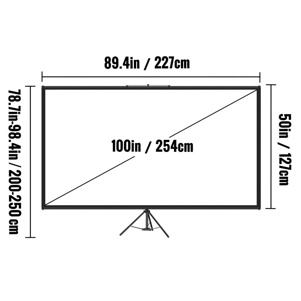 100-Inch Portable 16:9 HD Projector Screen with Adjustable Stand for Indoor & Outdoor Use