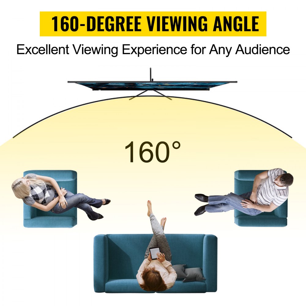 80-Inch Portable 16:9 Projection Screen with Adjustable Stand for 4K HD Viewing, Indoor & Outdoor Use for Movies, Gaming, and Presentations