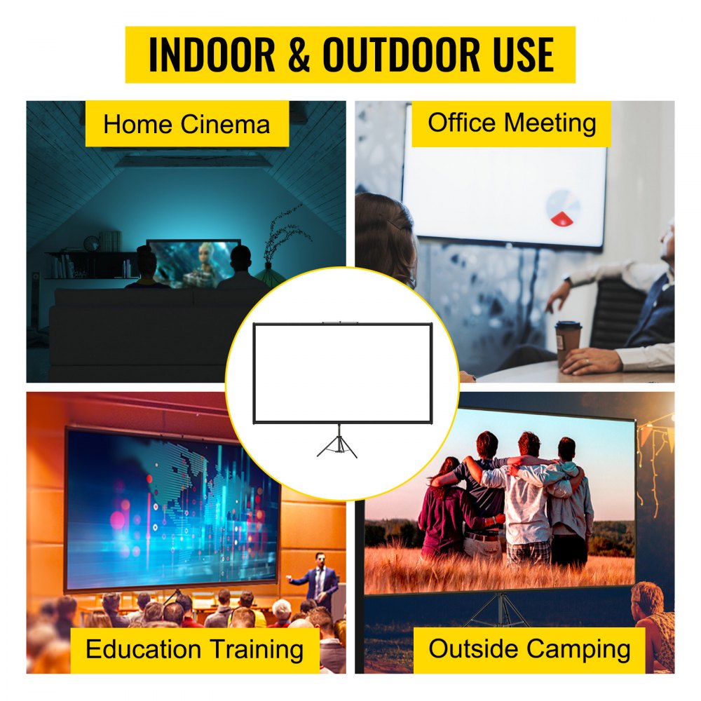 80-Inch Portable 16:9 Projection Screen with Adjustable Stand for 4K HD Viewing, Indoor & Outdoor Use for Movies, Gaming, and Presentations