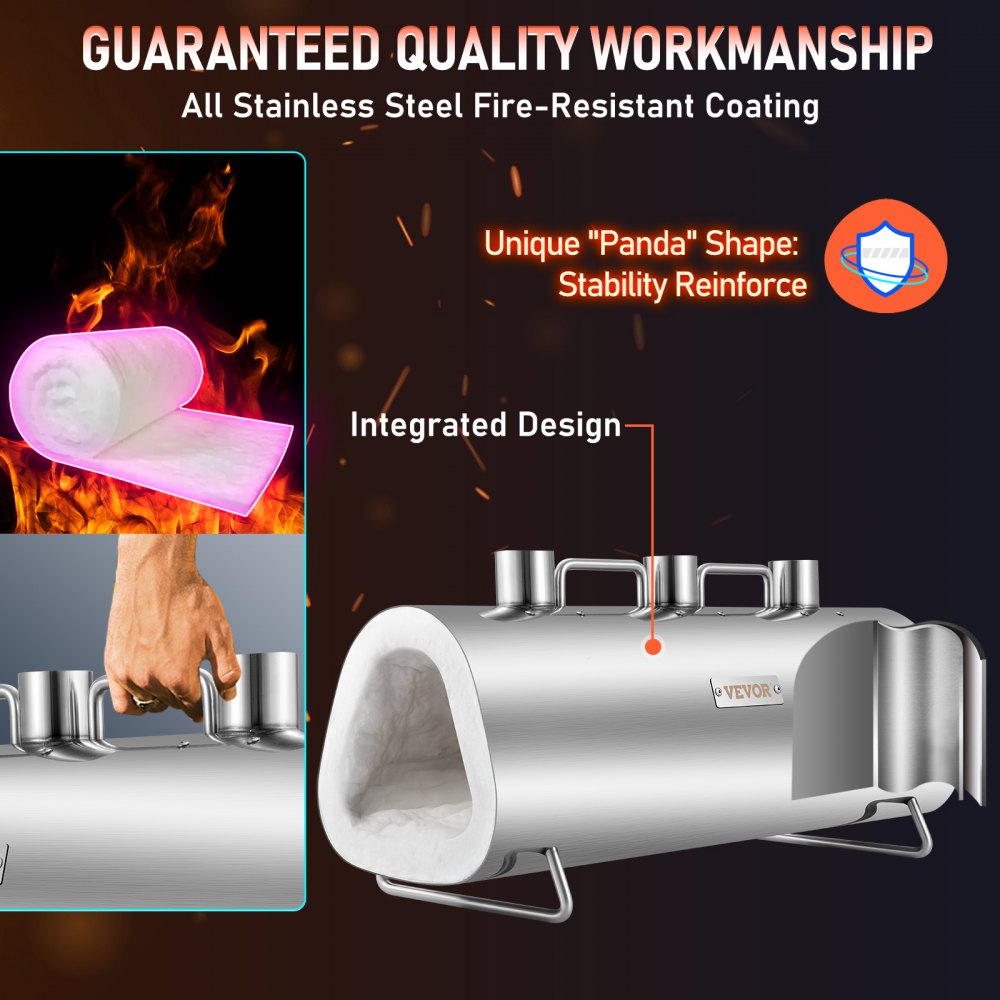 VEVOR Propane Forge Portable, Triple Burner Tool and Knife Making, Large Capacity Blacksmith Farrier Forges, Mini Furnace Blacksmithing, Stainless Steel Gas Forging Tools and Equipment, Oval