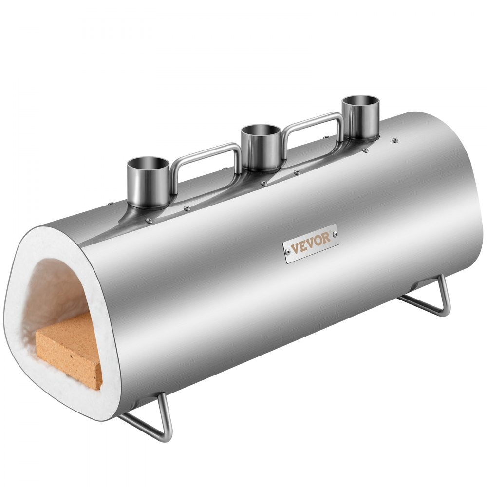 VEVOR Propane Forge Portable, Triple Burner Tool and Knife Making, Large Capacity Blacksmith Farrier Forges, Mini Furnace Blacksmithing, Stainless Steel Gas Forging Tools and Equipment, Oval