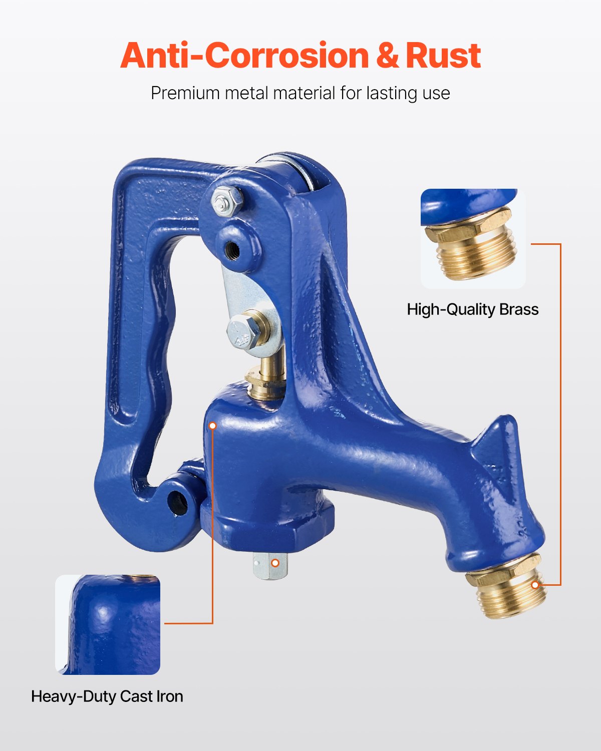 Frost Free Outdoor Faucet Head Assembly for Yard and Garden - Freeze Proof Hydrant, 1" NPT Pipe Thread, 3/4" Hose Connection