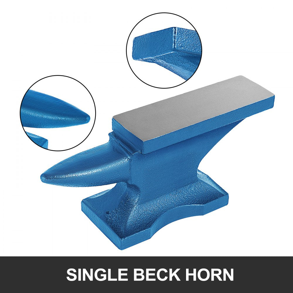 Durable 22-Pound Cast Iron Anvil with Single Horn for Blacksmithing and Metalworking Tasks
