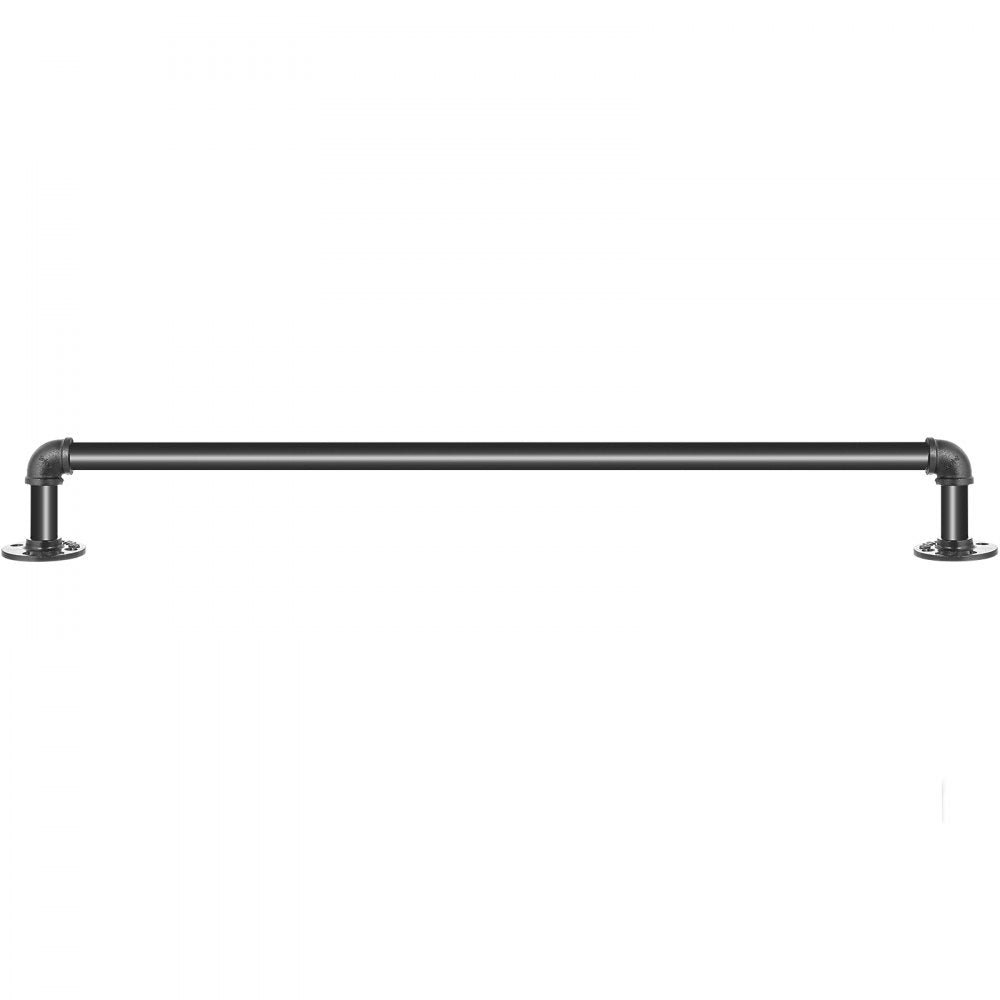 2FT Industrial Carbon Steel Staircase Handrail with Round Corners and Wall Mount Support for Indoor and Outdoor Use, 440LBS Capacity