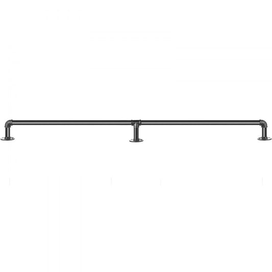 VEVOR Pipe Stair Handrail, 7FT Staircase Handrail, 440LBS Load Capacity Carbon Steel Pipe Handrail, Industrial Pipe Handrail with Wall Mount Support, Round Corner Wall Handrailings for Indoor, Outdoor