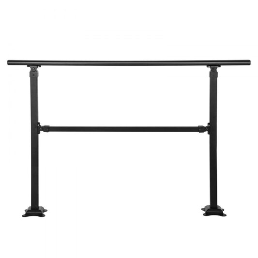Adjustable Matte Black Wrought Iron Handrail for 1-4 Step Outdoor Stairs with Installation Kit for Concrete Steps