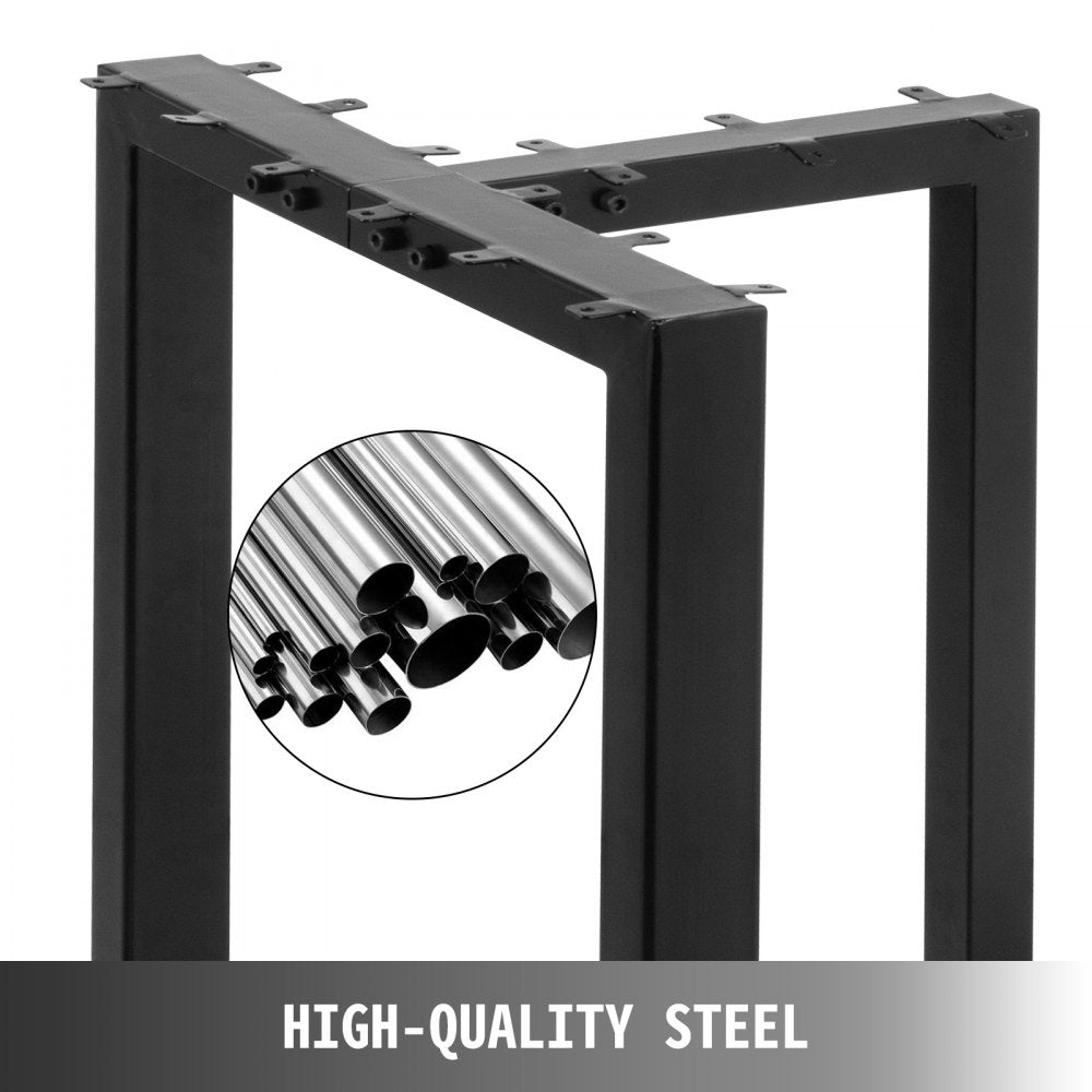 Set of 2 Rustic T-Shape Metal Legs for Dining Tables and Desks, 16" Height