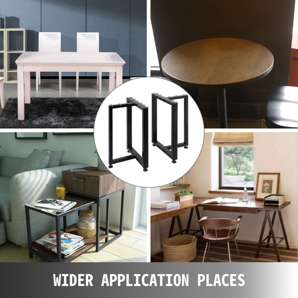 Set of 2 Rustic T-Shape Metal Legs for Dining Tables and Desks, 16" Height