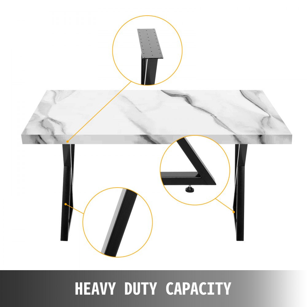 Zig Zag Style Heavy Duty Steel Table Legs for Modern DIY Projects - Set of 2, 28" Height x 20" Width, Black Metal Legs for Dining Tables, Desks, and Benches