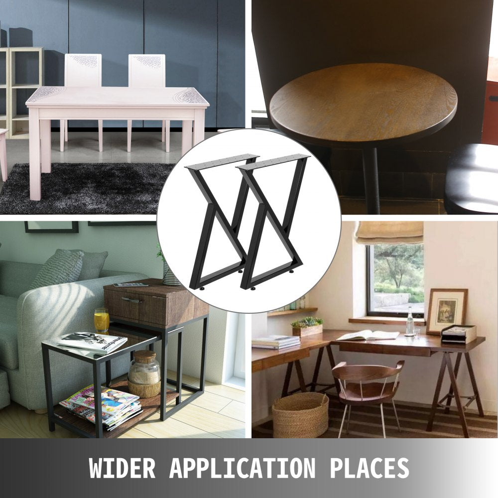 Zig Zag Style Heavy Duty Steel Table Legs for Modern DIY Projects - Set of 2, 28" Height x 20" Width, Black Metal Legs for Dining Tables, Desks, and Benches