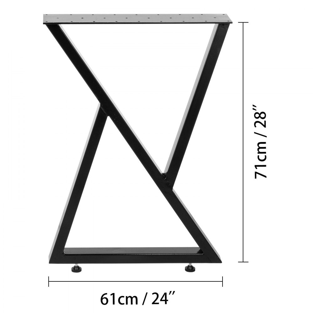 Modern Heavy Duty Steel Zig Zag Style Table Legs for DIY Projects - Set of 2, 28" Height x 24" Width, Supports Up to 1763 lbs