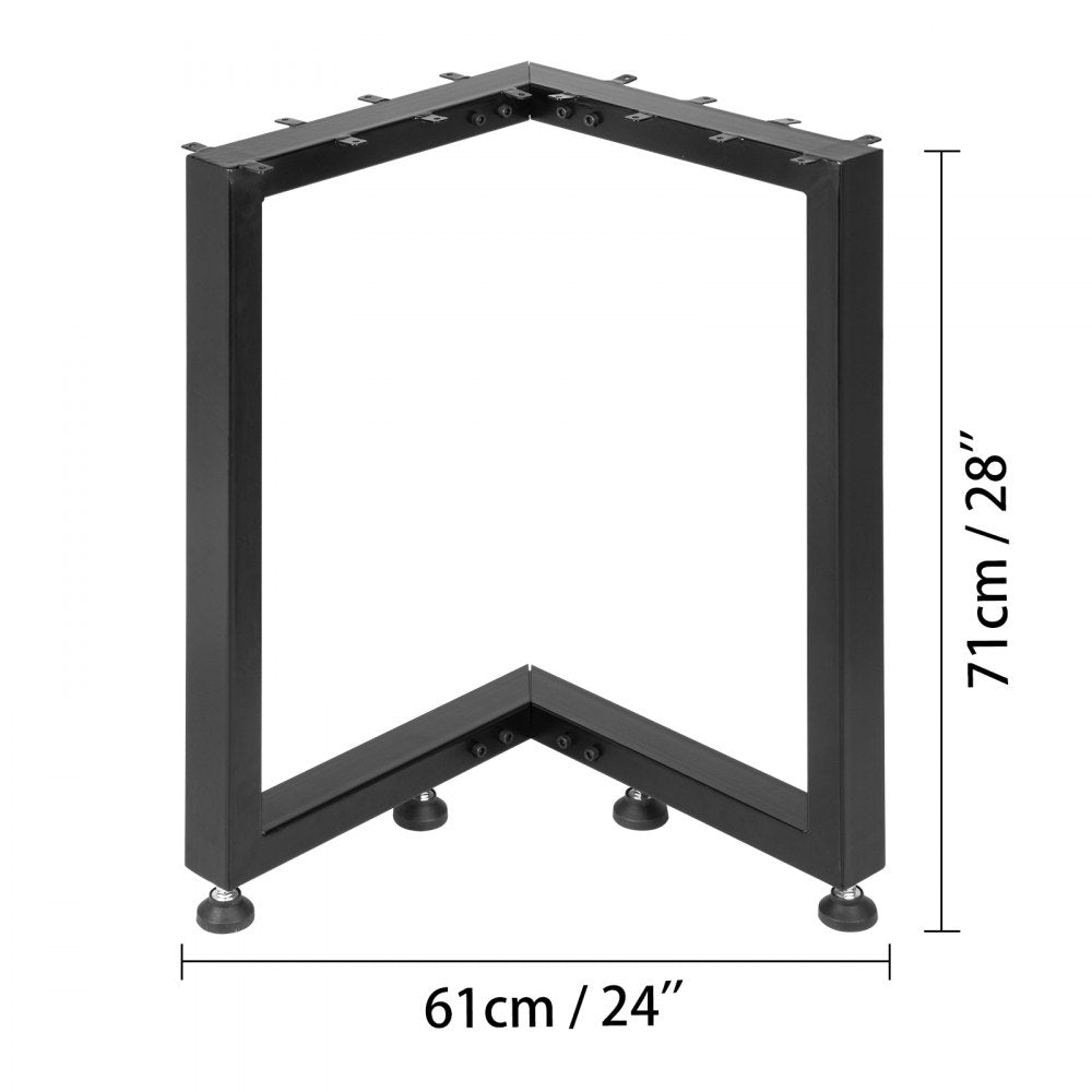 Set of 2 Sturdy L-Shaped Metal Table Legs for Dining or Office Desks, 28" Height x 24" Width
