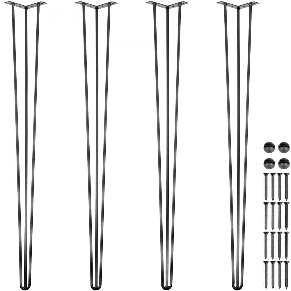 40 Inch Heavy Duty Hairpin Table Legs, Set of 4 for DIY Desks and Tables with 3 Rods