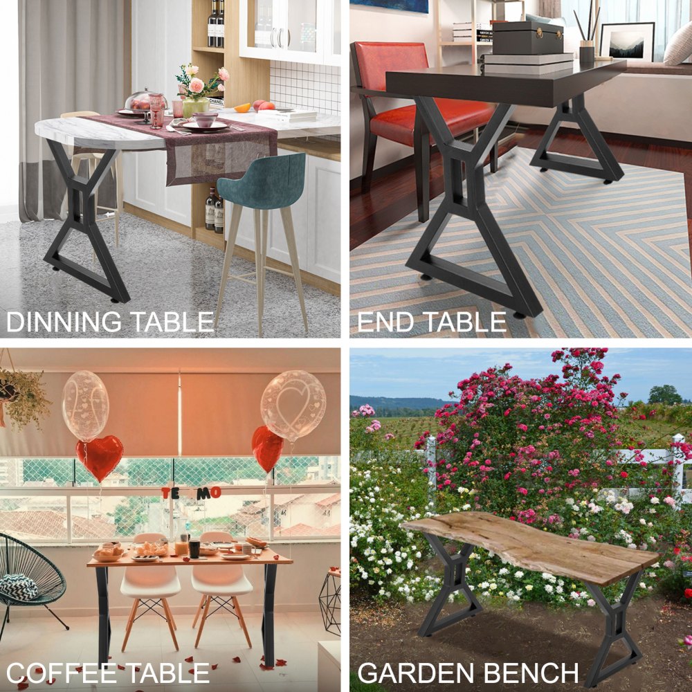 VEVOR Dining Table Legs 28inch Metal Table Legs 2PCs Black Iron for Office Table