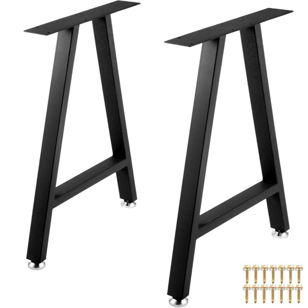 Set of 2 Heavy Duty A-Shaped Metal Table Legs for DIY Furniture Projects, 28 x 17.7 Inch, Rustic Wrought Iron Design with Floor Protectors