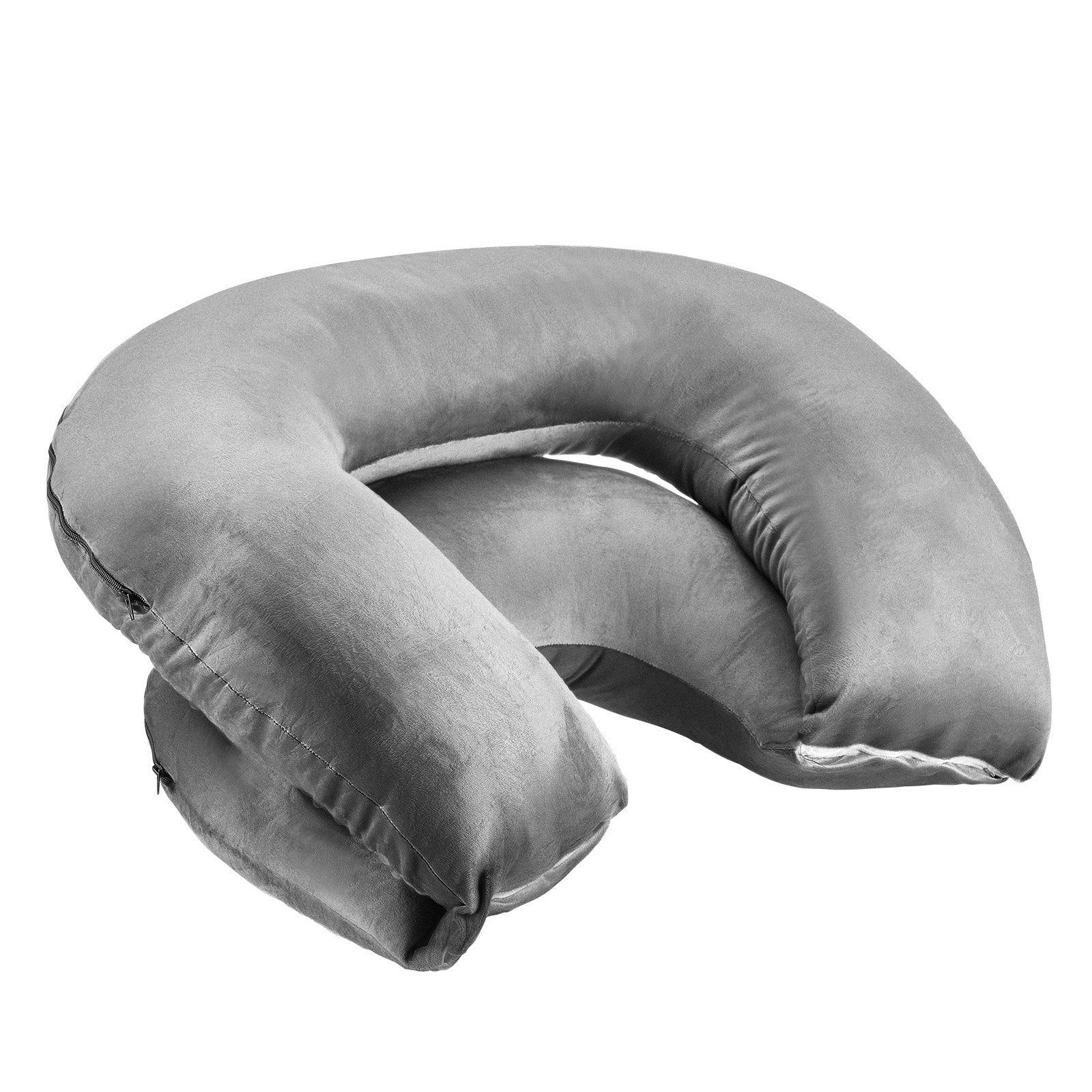 Luxurious Grey U-Shaped Reading Pillow - Soft Velvet Large Bed Rest Cushion for Comfort & Support, Ideal for Gaming, Working, Relaxing