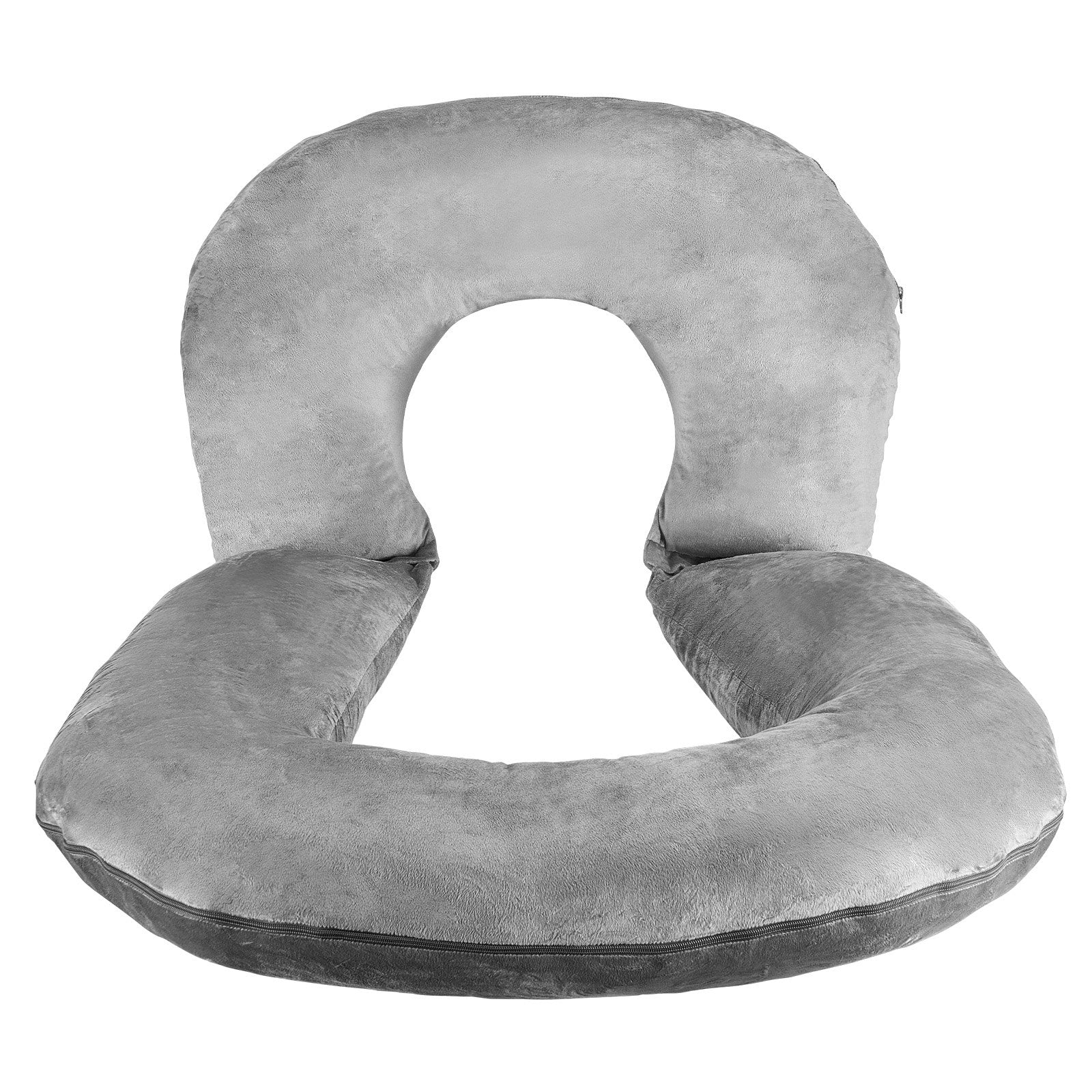 Luxurious Grey U-Shaped Reading Pillow - Soft Velvet Large Bed Rest Cushion for Comfort & Support, Ideal for Gaming, Working, Relaxing