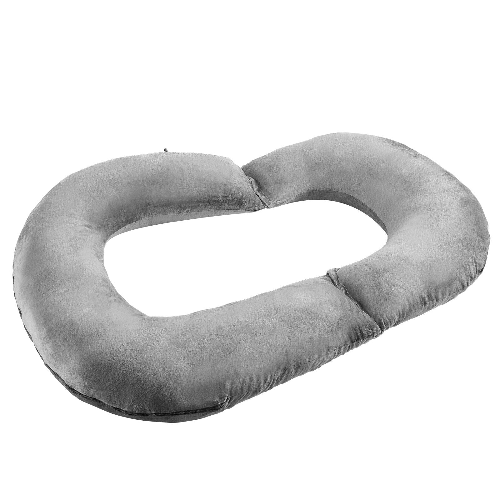 Luxurious Grey U-Shaped Reading Pillow - Soft Velvet Large Bed Rest Cushion for Comfort & Support, Ideal for Gaming, Working, Relaxing