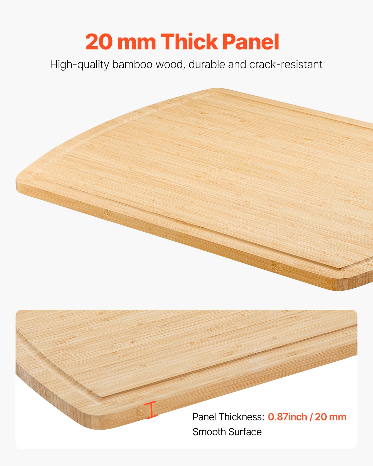 Spacious Bamboo Noodle Board Stove Top Cover & Cutting Board with Juice Grooves - Ideal for Gas/Electric Stoves, RVs, Sinks & More