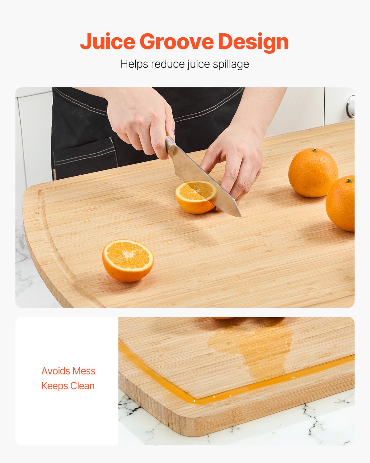 Spacious Bamboo Noodle Board Stove Top Cover & Cutting Board with Juice Grooves - Ideal for Gas/Electric Stoves, RVs, Sinks & More