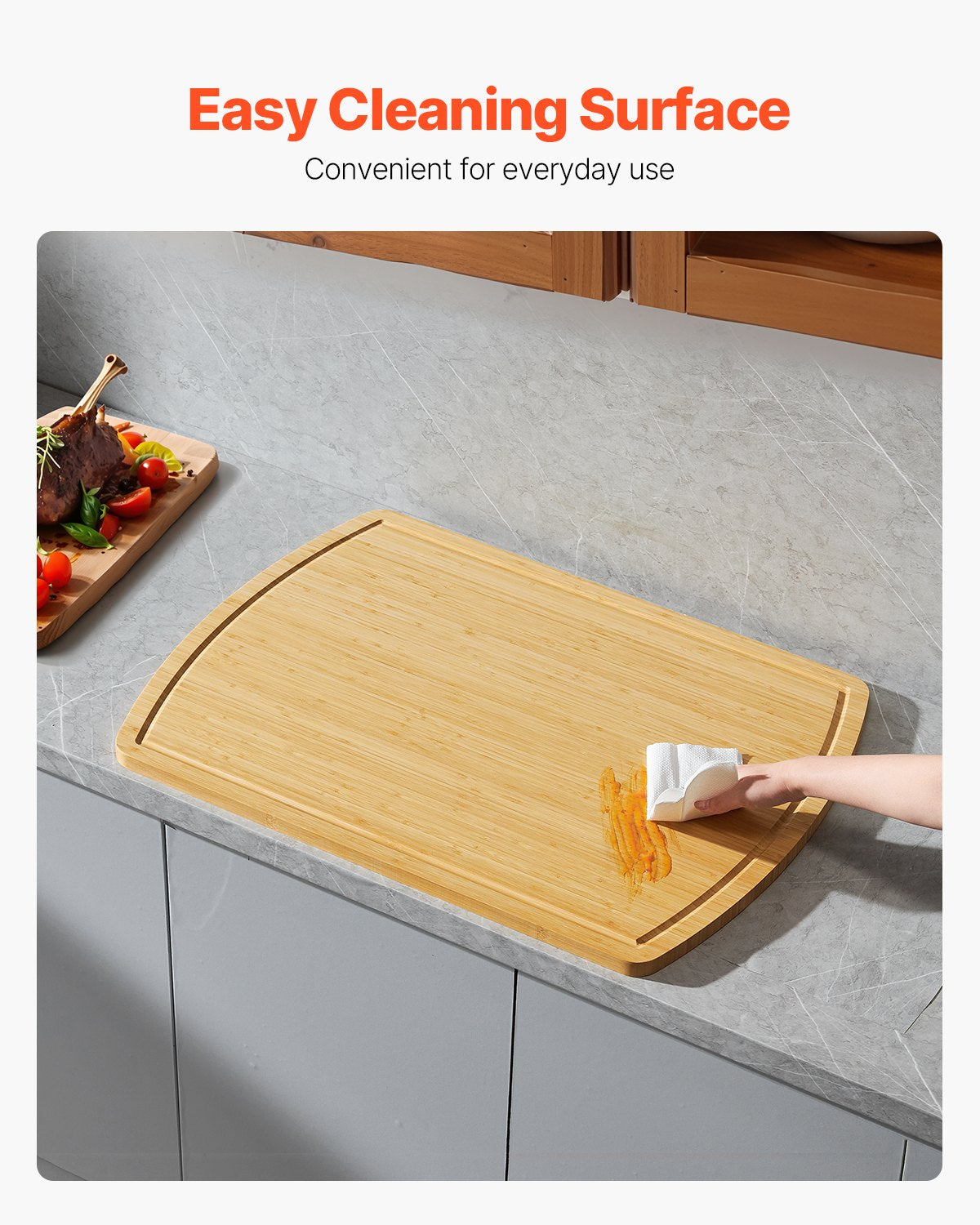 Spacious Bamboo Noodle Board Stove Top Cover & Cutting Board with Juice Grooves - Ideal for Gas/Electric Stoves, RVs, Sinks & More