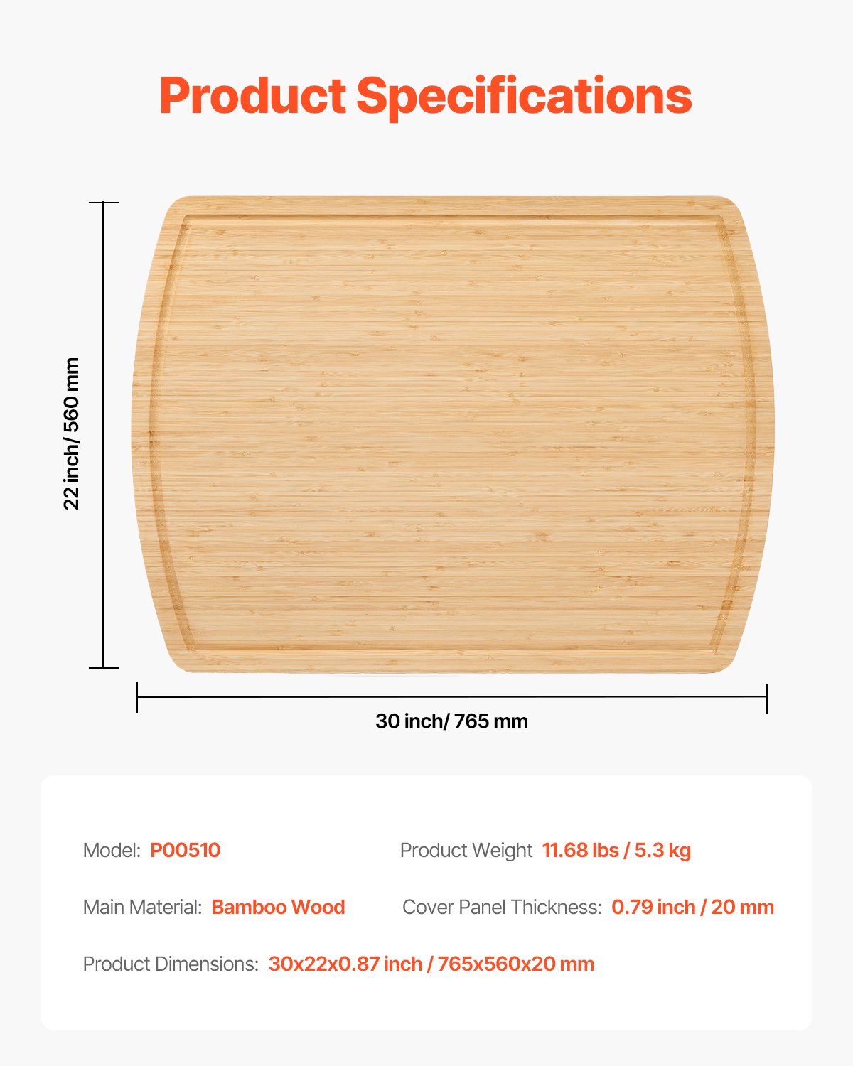 Spacious Bamboo Noodle Board Stove Top Cover & Cutting Board with Juice Grooves - Ideal for Gas/Electric Stoves, RVs, Sinks & More