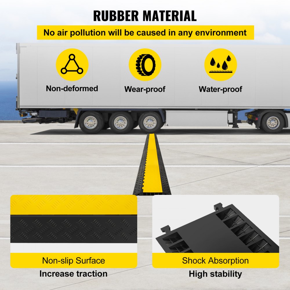 Heavy Duty 5-Slot Rubber Cable Protectors for Driveways - Supports Up to 66,000 lbs