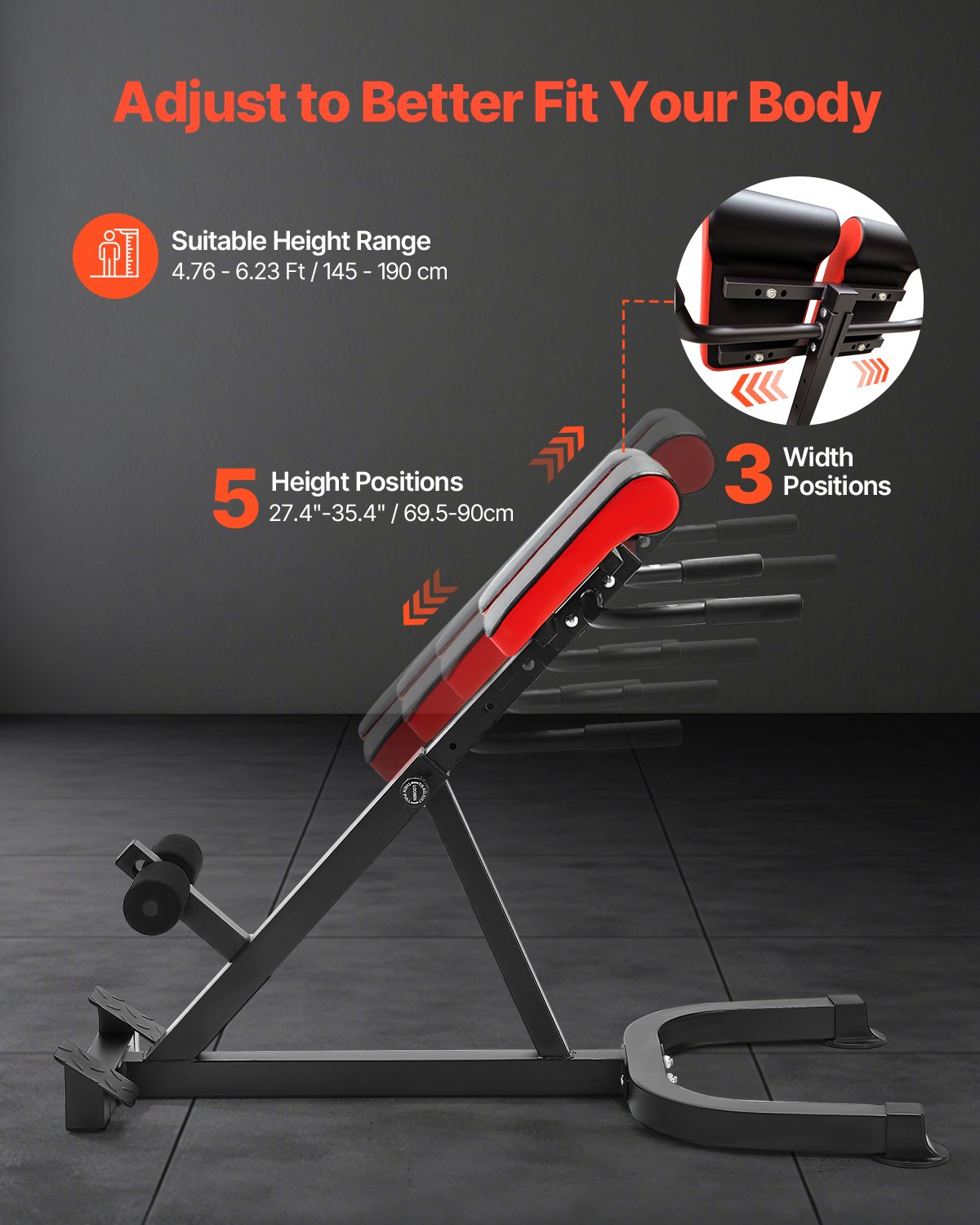 Adjustable Roman Chair Hyperextension Bench - 300 lbs Capacity, Multi-Function Exercise Equipment for Glutes, Hamstrings, Lower Back & Abs, Home Gym Fitness Weight Bench with Non-Slip Grip, Foldable Design, and Durable Carbon Steel Build