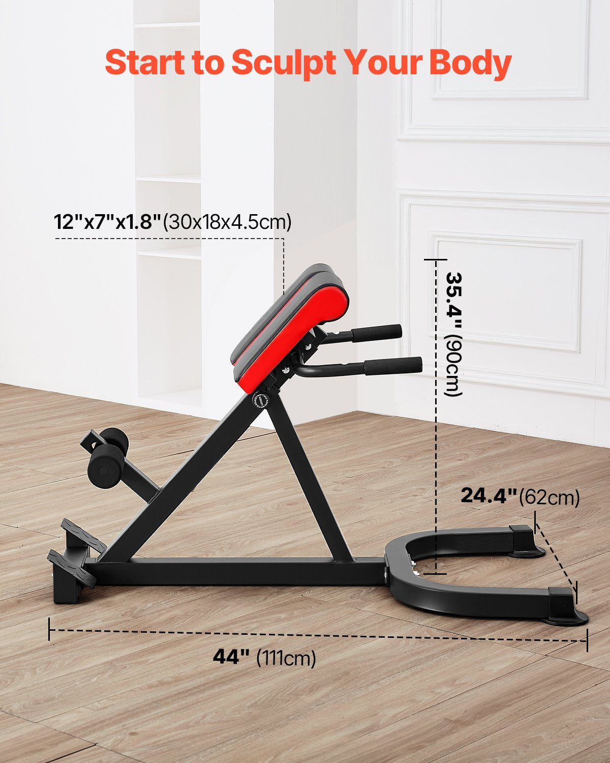 Adjustable Roman Chair Hyperextension Bench - 300 lbs Capacity, Multi-Function Exercise Equipment for Glutes, Hamstrings, Lower Back & Abs, Home Gym Fitness Weight Bench with Non-Slip Grip, Foldable Design, and Durable Carbon Steel Build
