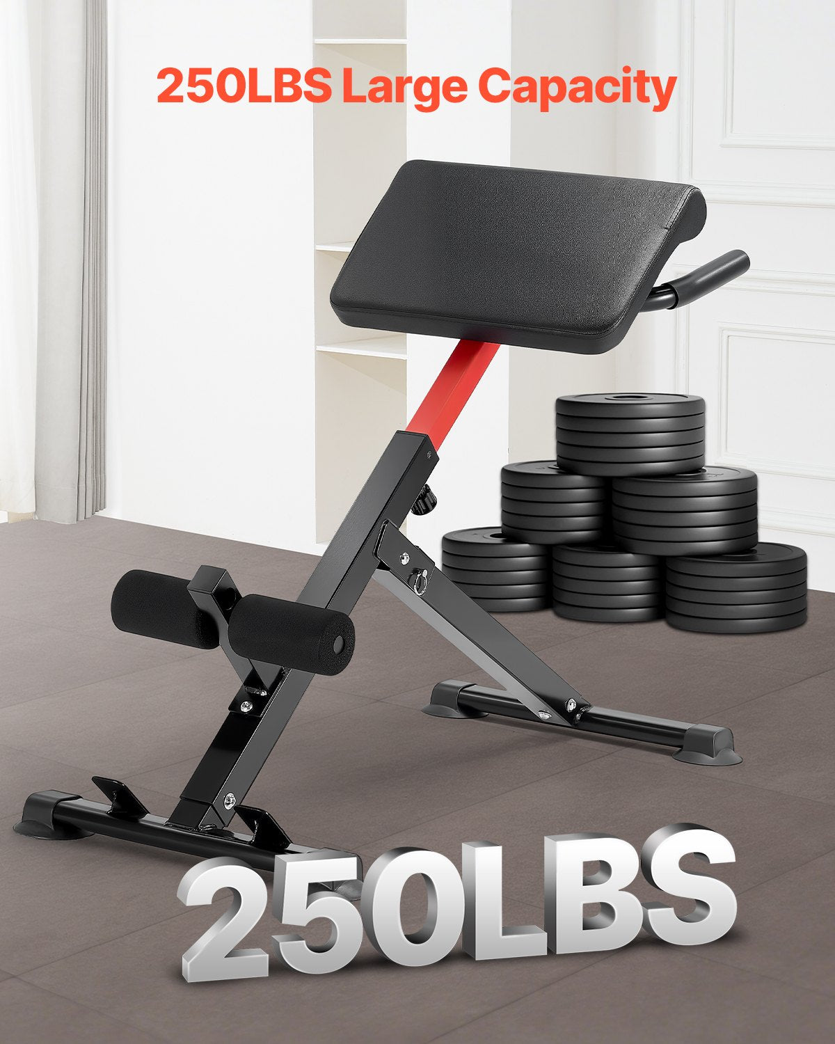 Adjustable & Foldable Roman Chair Hyperextension Bench - Multi-Function Fitness Equipment for Glute, Hamstring, Back, Ab Workouts, Home Gym Weight Bench, 250 lbs Capacity, Non-Slip Grip, Durable Carbon Steel Design