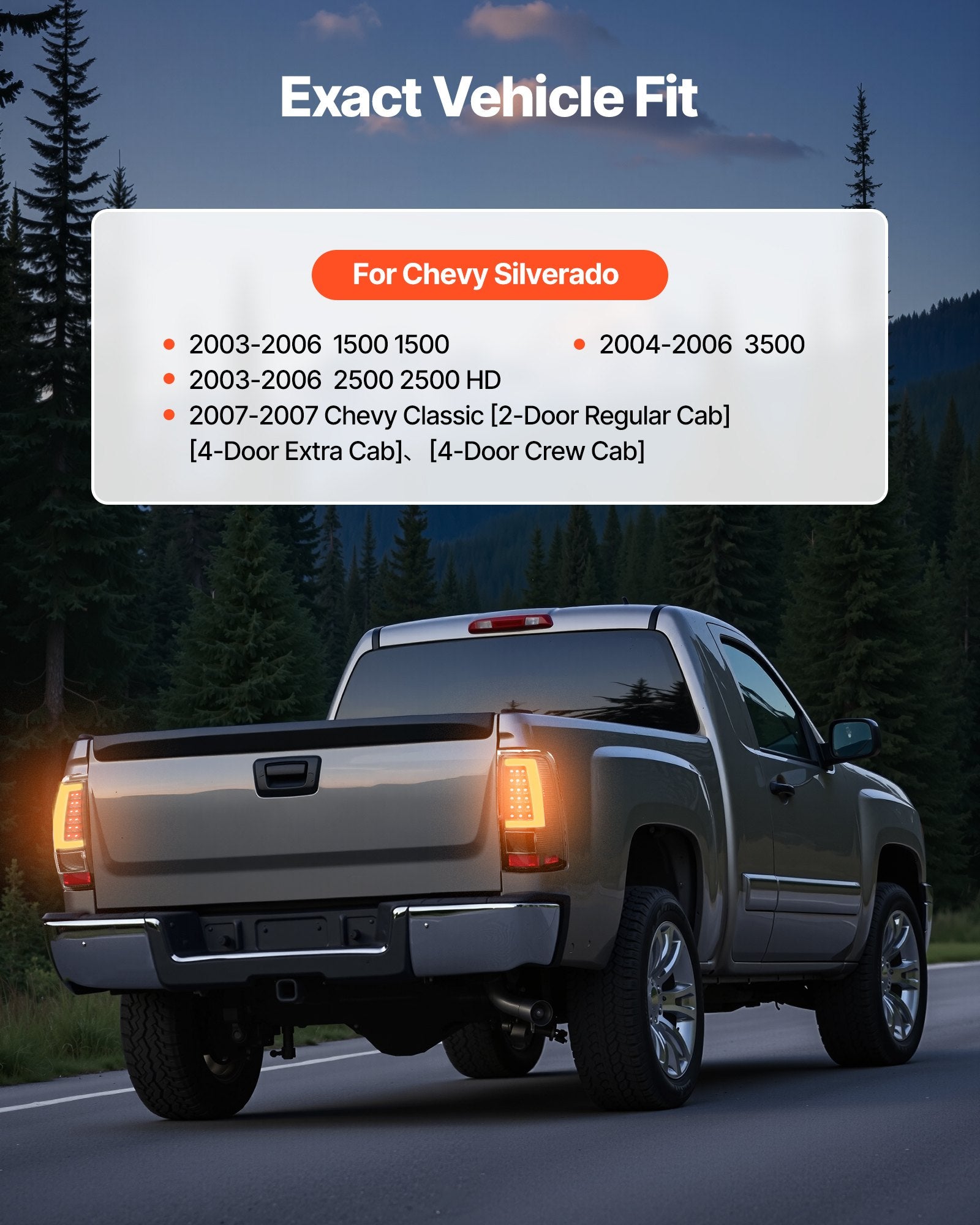 LED Tail Light Assembly for 2003-2007 Chevy Silverado & Classic - Black, Waterproof, Easy Replacement, High Clarity, OEM Fit