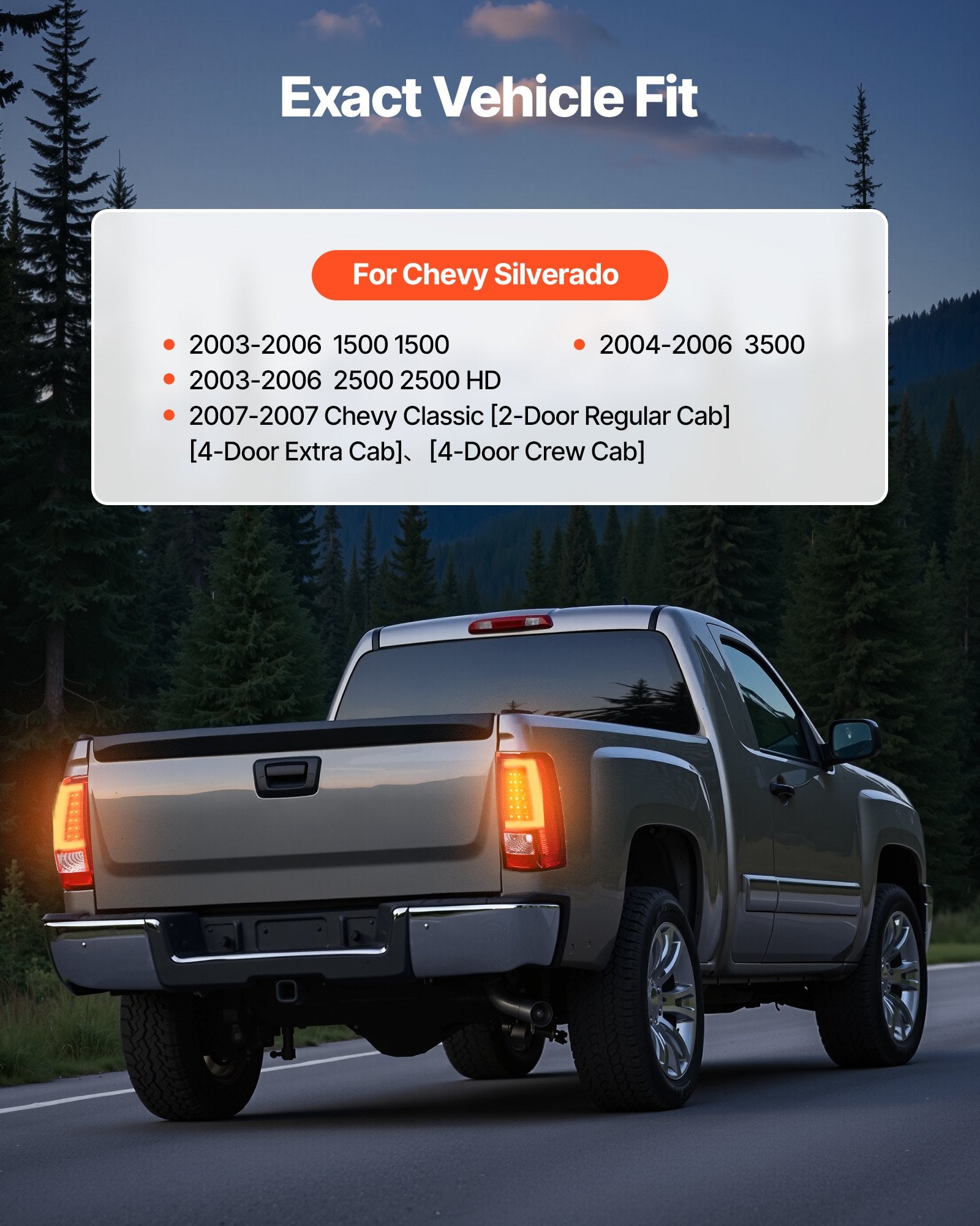 Upgrade Your 2003-2007 Chevy Silverado or Classic with Red LED Tail Light Assembly - IP67 Waterproof, High Clarity, Driver & Passenger Side, Easy Installation, OEM Replacement, Premium Housing, Brake Lamps with Bulbs Included